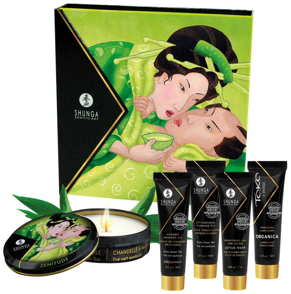 Geishas Secret Kit Organica | Shunga | 5 Teilie Massage-Set mit Kerze, Gleitgel und Ölen