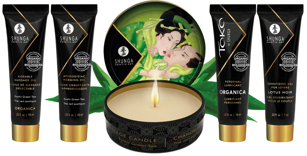 Geishas Secret Kit Organica | Shunga | 5 Teilie Massage-Set mit Kerze, Gleitgel und Ölen