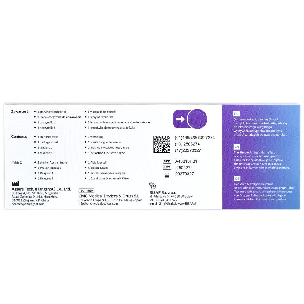 BISAF | Strep A Test – Für Halsentzündung und Scharlach (Einzelverpackung)