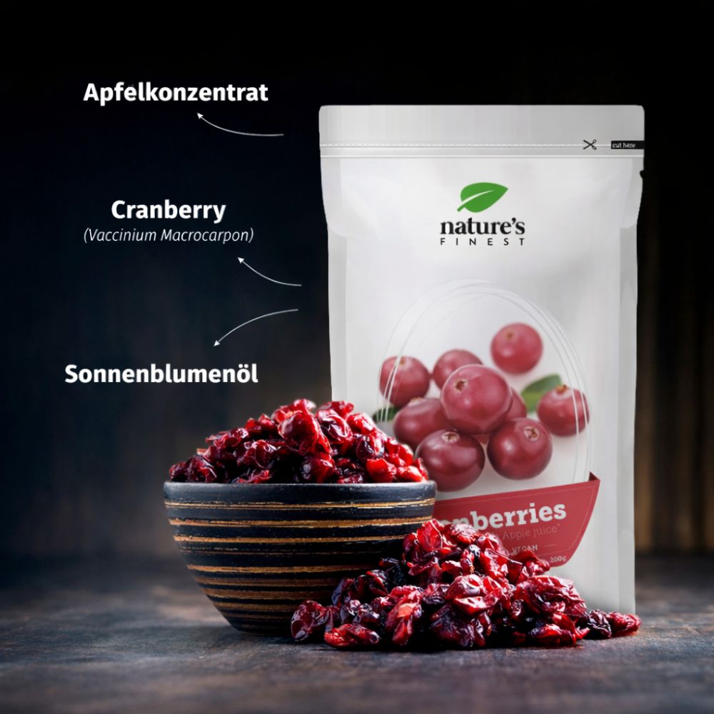 Nature's Finest | Cranberries Bio mit Apfelsaft gesüßt - 200 g
