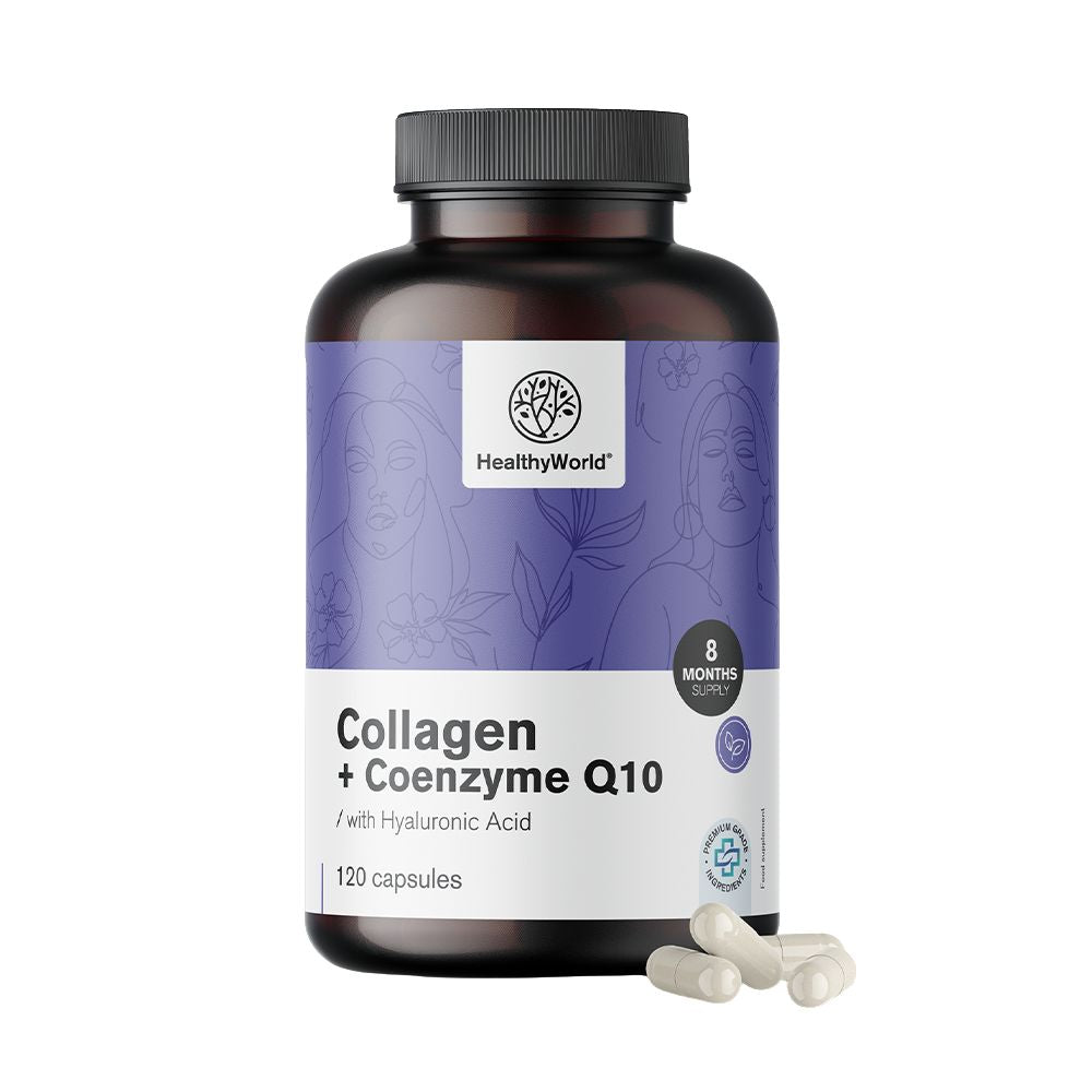 HealthyWorld | Kollagen + Coenzym Q10 für gesundes Haar, Nägel und Haut - 120 Kapseln
