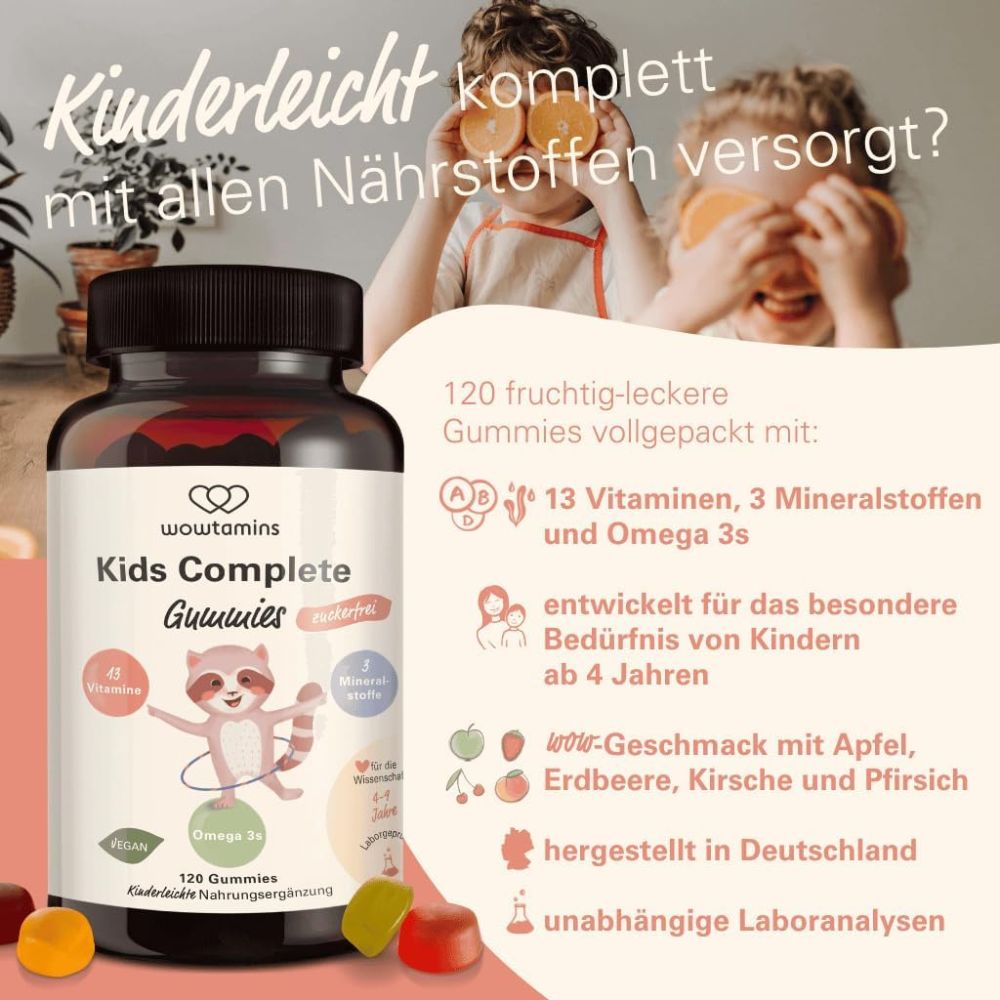WOWTAMINS I Kids Complete Gummies - ZUCKERFREI - 120 Gummies