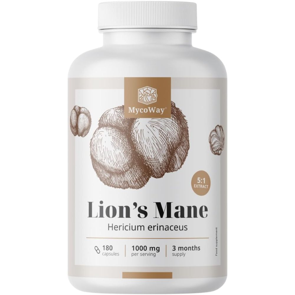 MycoWay | Lion's Mane 1000 mg – Extrakt 5:1 - 180 Kapseln