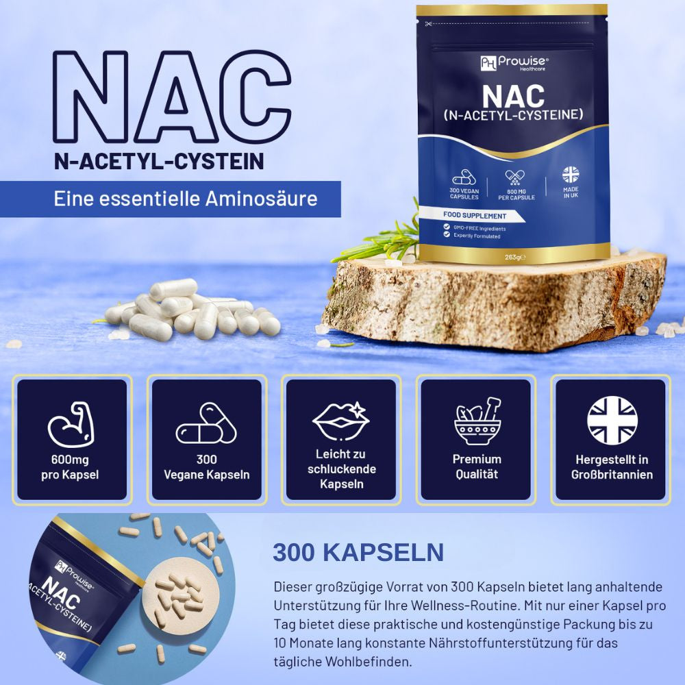 Prowise Healthcare Vegan N-Acetyl-Cystein (NAC) 600 mg · 300 Kapseln – Bild 2