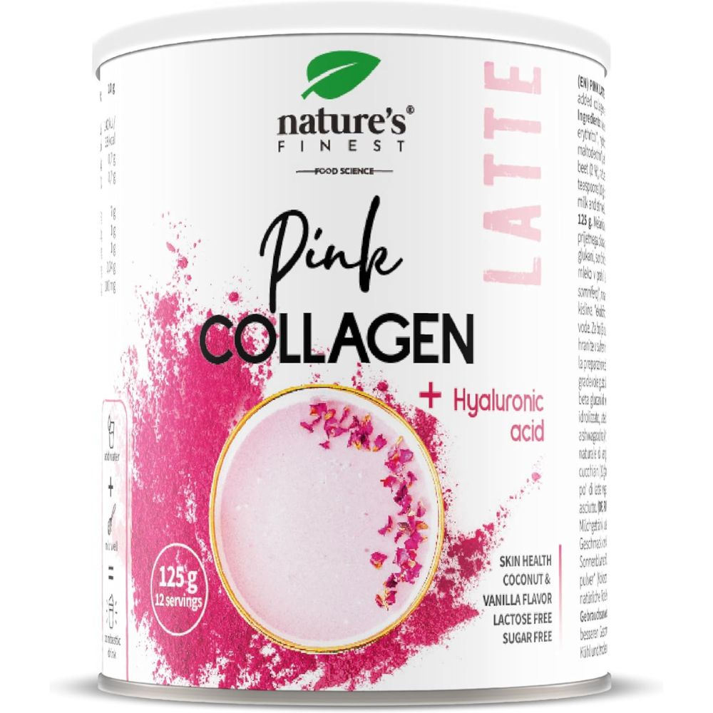 Nature's Finest I PINK LATTE Kollagen mit Hyaluronsäure und Ashwagandha