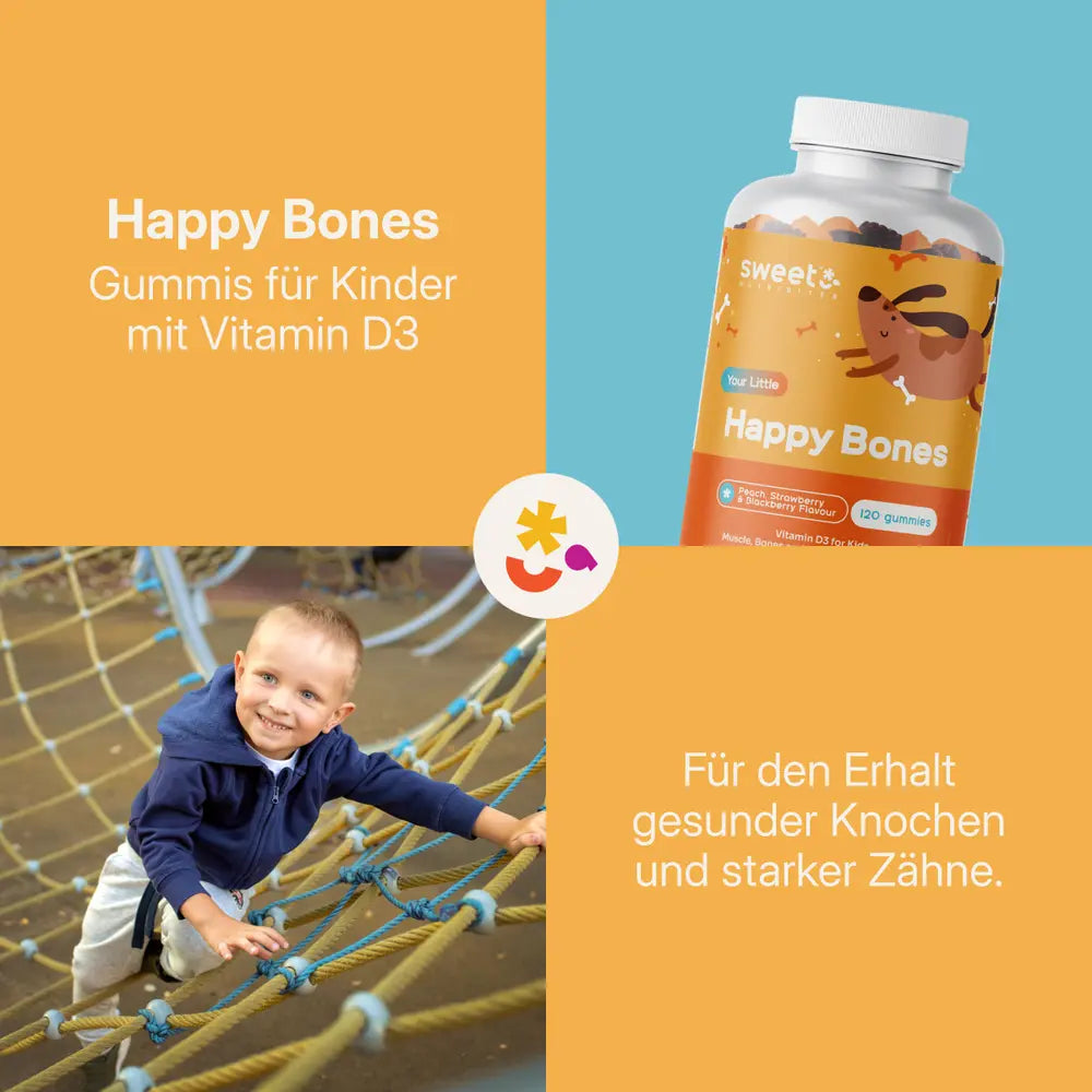 Sweet Nutribites | Happy Bones - Gummis für Kinder mit Vitamin D3 - 120 Gummibonbons