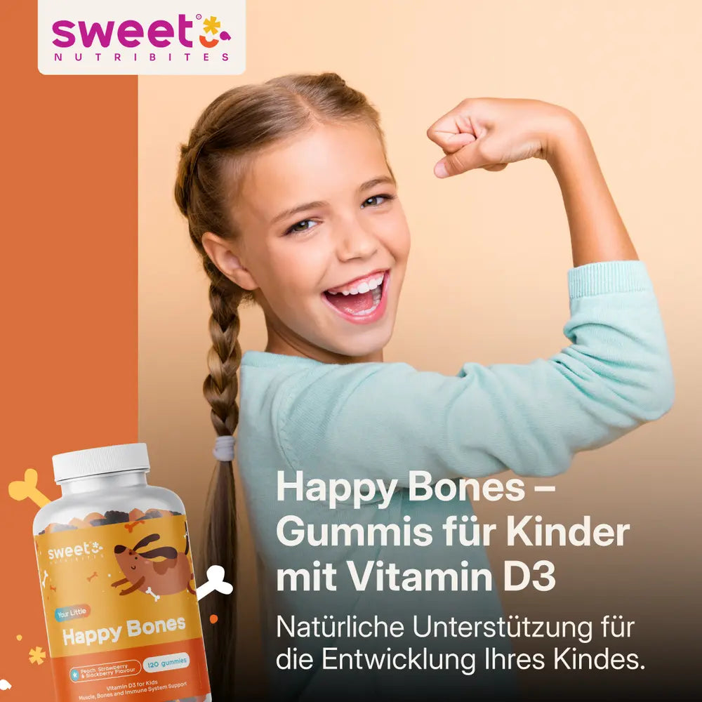 Sweet Nutribites | Happy Bones - Gummis für Kinder mit Vitamin D3 - 120 Gummibonbons