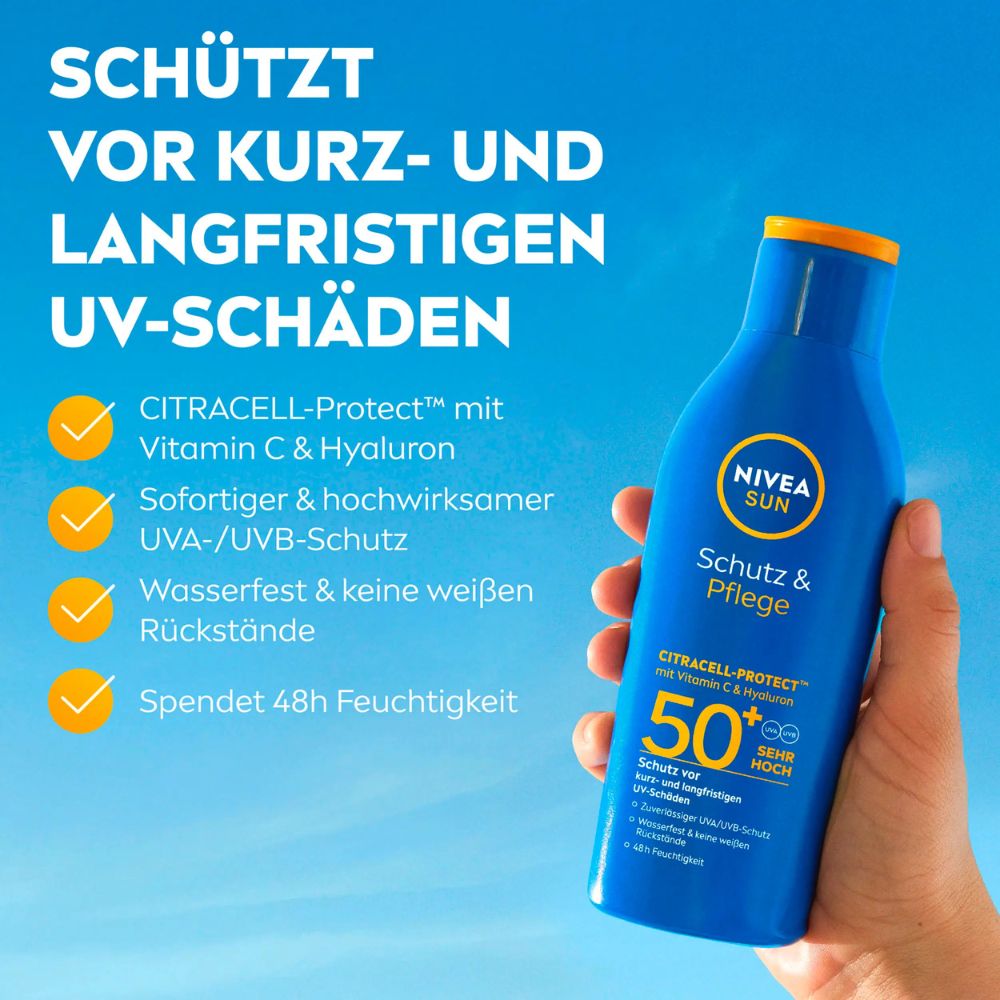 NIVEA SUN | Schutz & Pflege Family Set – Sonnenmilch LSF 50 200 ml + Kids 50 ml – AKTION