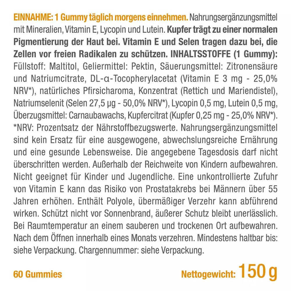 Nutrimea | Sun & Skin für schöne Bräune & Hautschutz - 60 Gummies