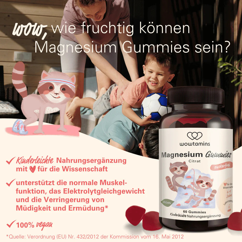 WOWTAMINS I Magnesium Gummies für Muskelfunktion & Energie - zuckerfrei