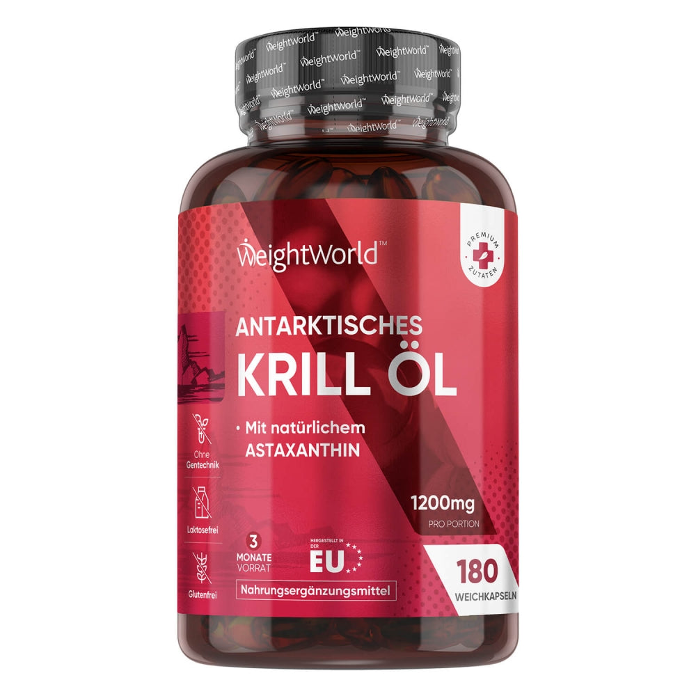 WeightWorld | Antarktisches Krillöl für Augen, Gelenke und Haare - 180 Weichkapseln