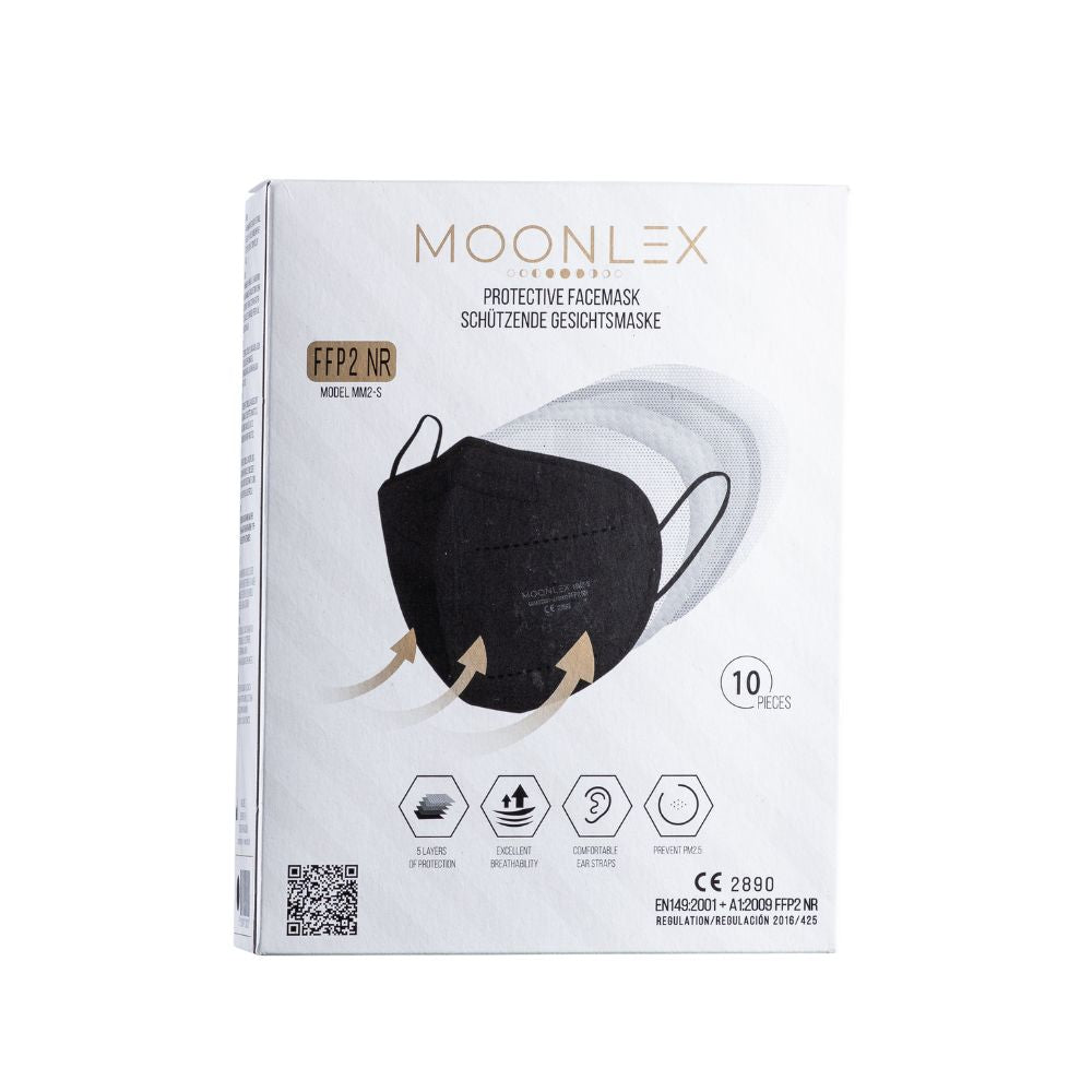 Moonlex | FFP2 Maske 5-lagig einzeln verpackt - Made in Europe - Schwarz