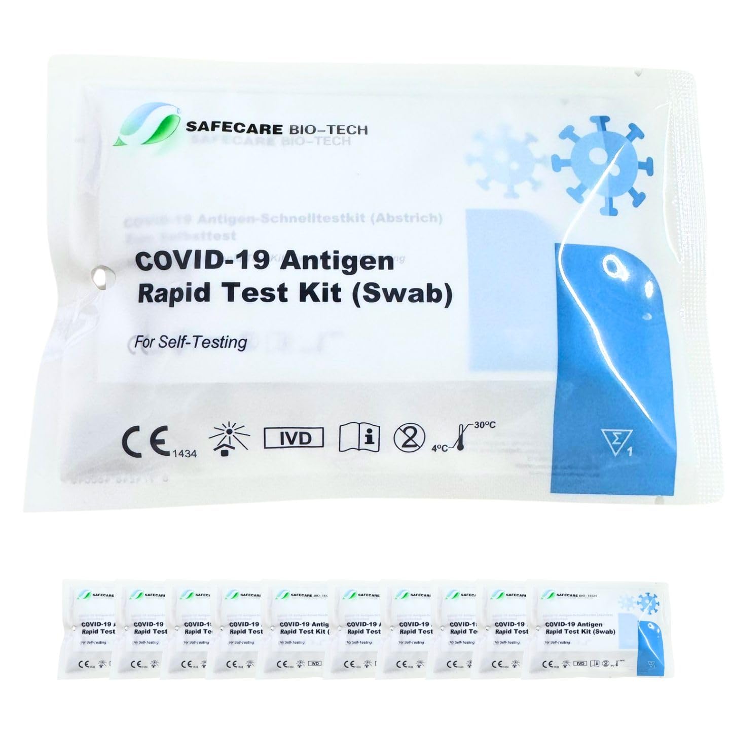 AKTION! 10 Stück - Safecare Laien Nasal Covid-19 Corona Test - CE 1434 - MHD 10/27 - Alle neuen Varianten.