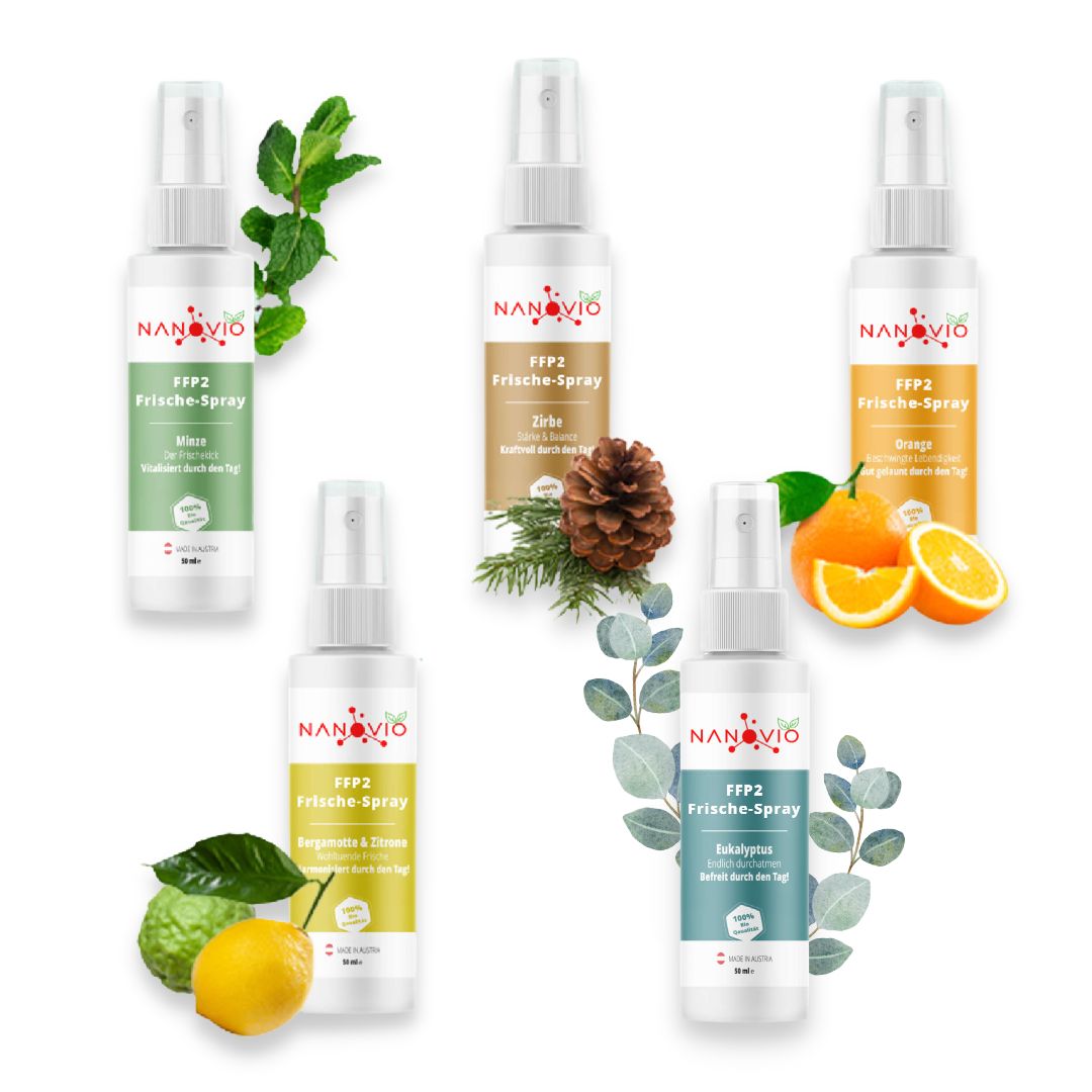 Nanovio | FFP2 Frische-Spray mit 5 natürliche Duftnoten - 50ml