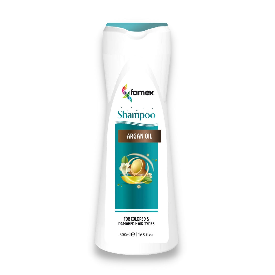 FAMEX Premium Shampoo I Argan Öl I 500ml für gefärbte & beschädigte Haare