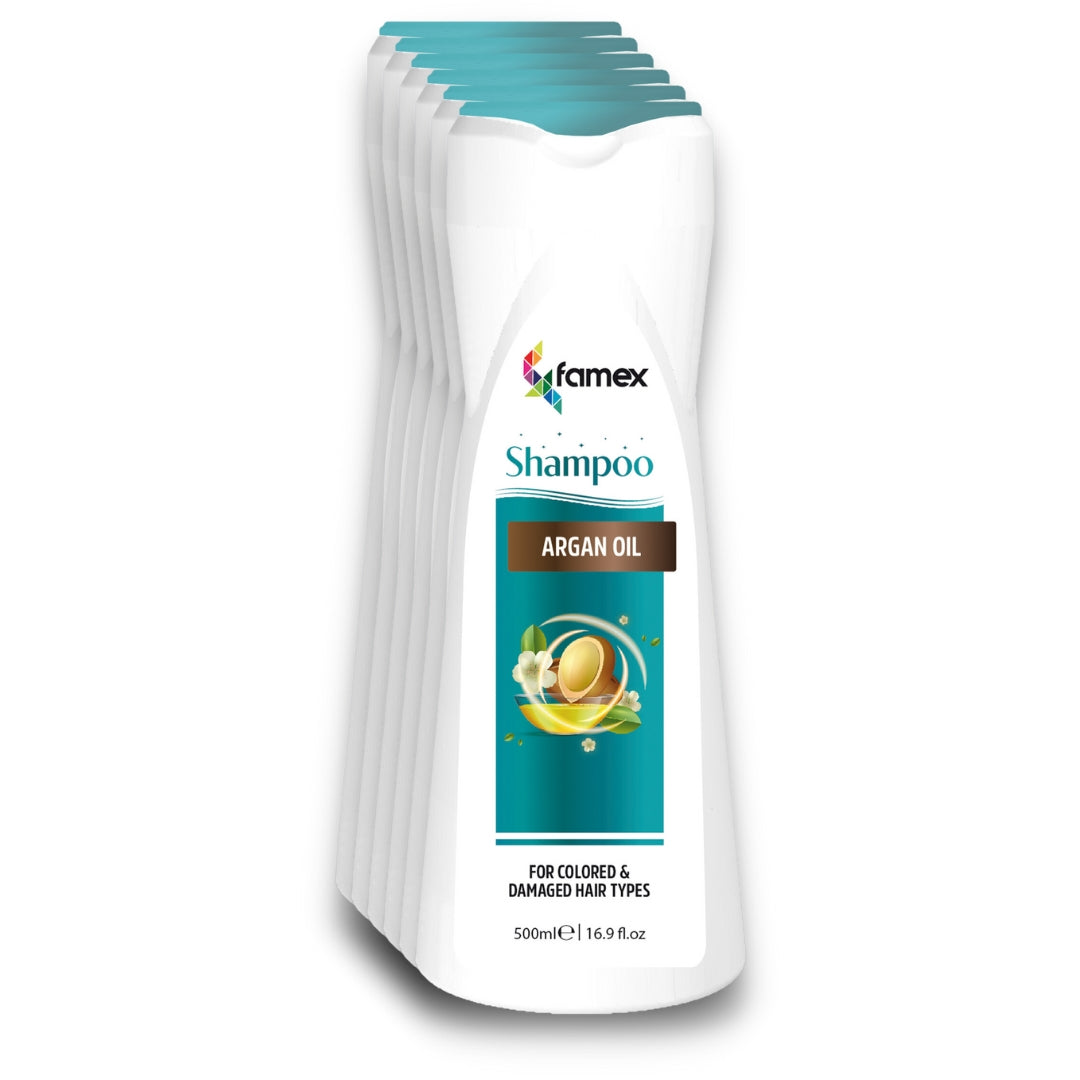 FAMEX Premium Shampoo I Argan Öl I 500ml für gefärbte & beschädigte Haare