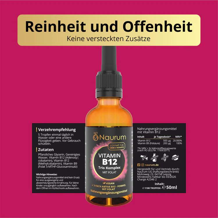 Naurum Vitamin B12 Trio Komplex mit Folat