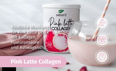 Nature's Finest I PINK LATTE Kollagen mit Hyaluronsäure und Ashwagandha