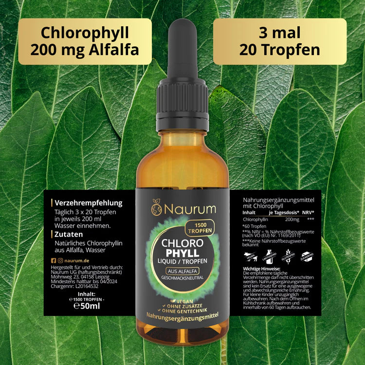 Naurum Chlorophyll Liquid Tropfen - Natürliches Chlorophyll aus Alfalfa