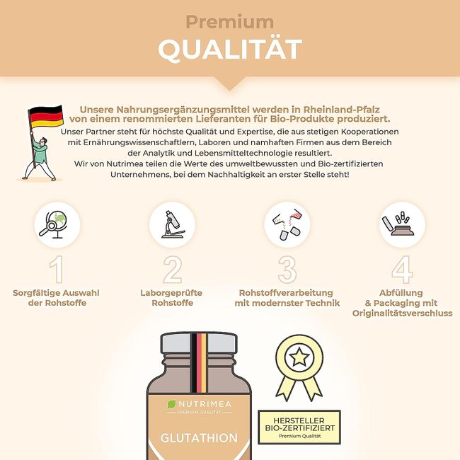 Nutrimea L-GLUTATHION reduziert zu 98% | mit Vorläufern + Vitamin C