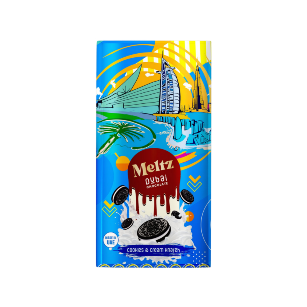 Meltz Dubai Schokolade – Cookies & Cream mit Knafeh-Füllung (75 g)