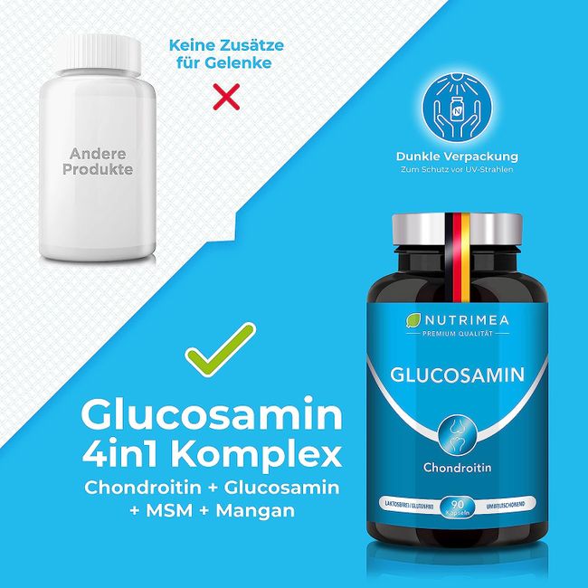 Glucosamin & Chondroitin Hochdosiert + MSM + MANGAN | Einmalige Gelenk-Komplex FORTE PLUS 4in1 Kombi | Gelenkkapseln für gesunde Gelenke, Knochen, Knorpel, Bindegewebe Kapseln Gegen Gelenkschmerzen
