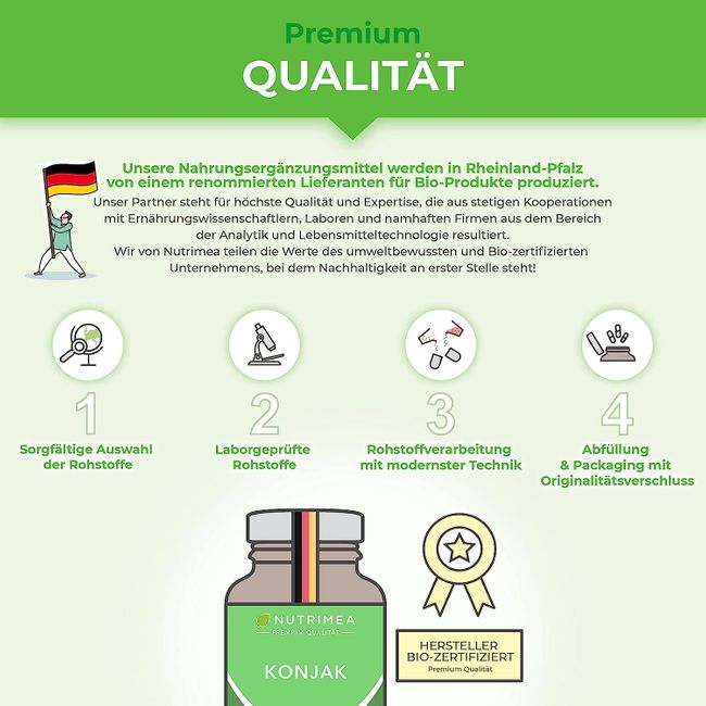 Nutrimea Glucomannan aus Konjak Wurzel | Hochdosiert mit 95% Glucomannan pro Kapsel