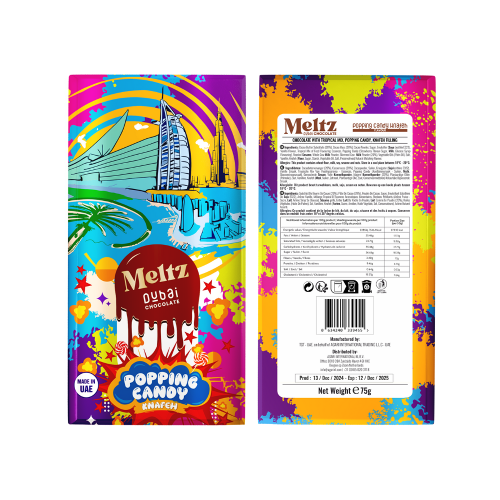Meltz Dubai Schokolade – Popping Candy & Knafeh (75 g) - Bestseller