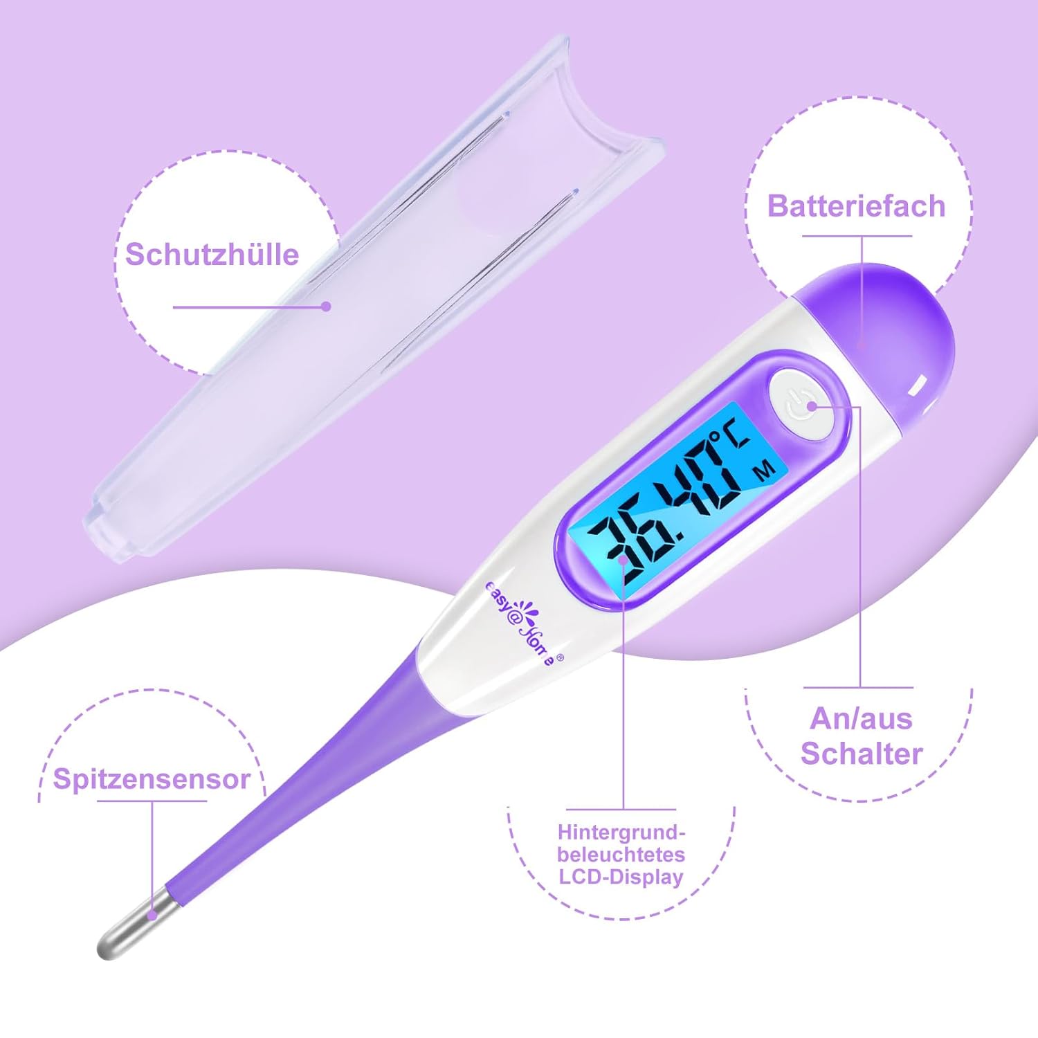 Easy@Home Basalthermometer Fruchtbarkeitsthermometer Ovulationstest zur Zykluskontrolle und Eisprung