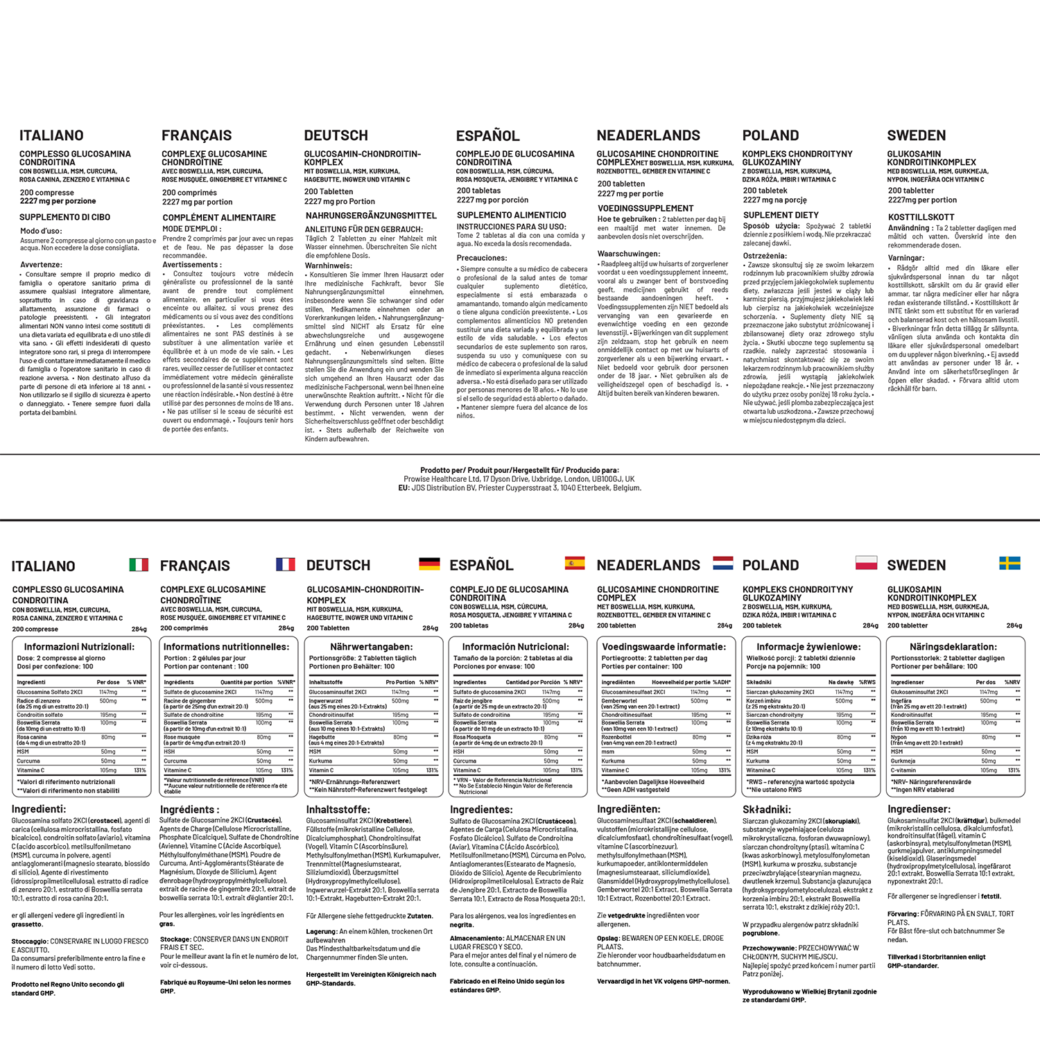 Prowise Healthcare | Glucosamin- und Chondroitin-Komplex - 200 Tabletten