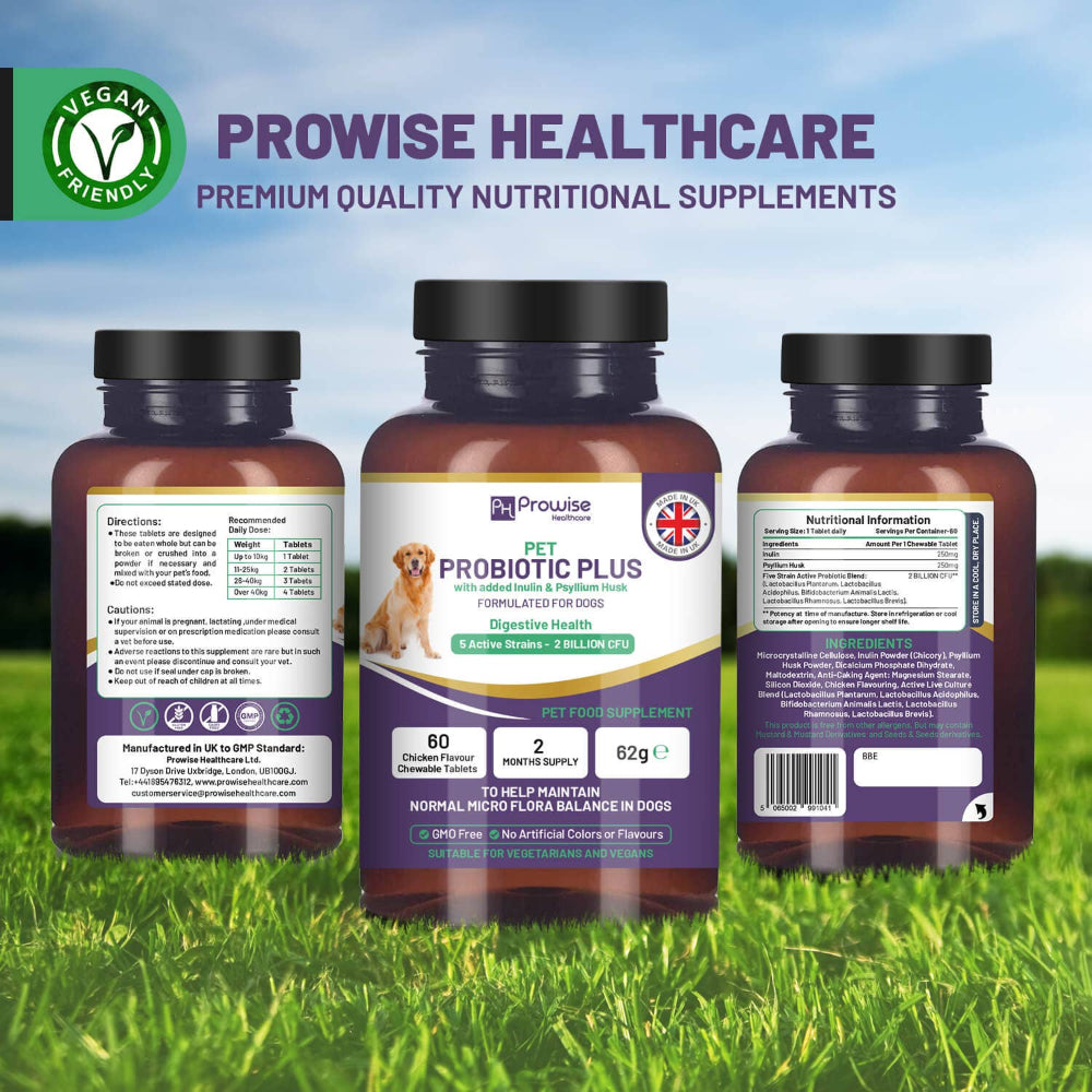 Prowise Healthcare | Pet Probiotic Plus mit Inulin und Flohsamenschalen 2 Milliarden CFU