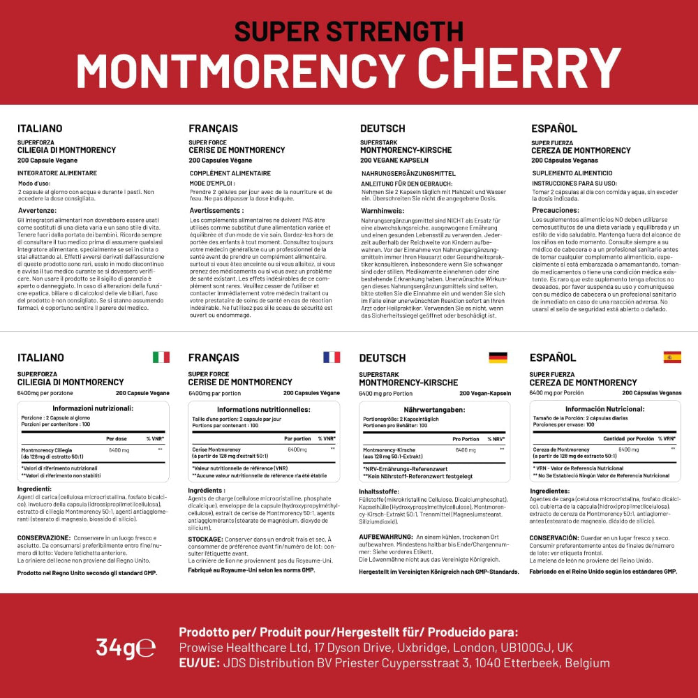 Prowise Healthcare | Montmorency Cherry 6400 mg - 200 Kapseln