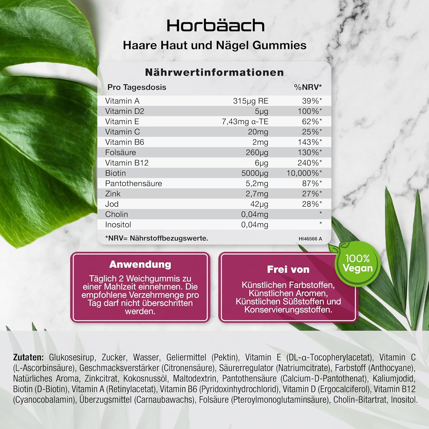 Horbaach | Haut Haare Nägel Gummies mit 5000μg Biotin - 60 Stück