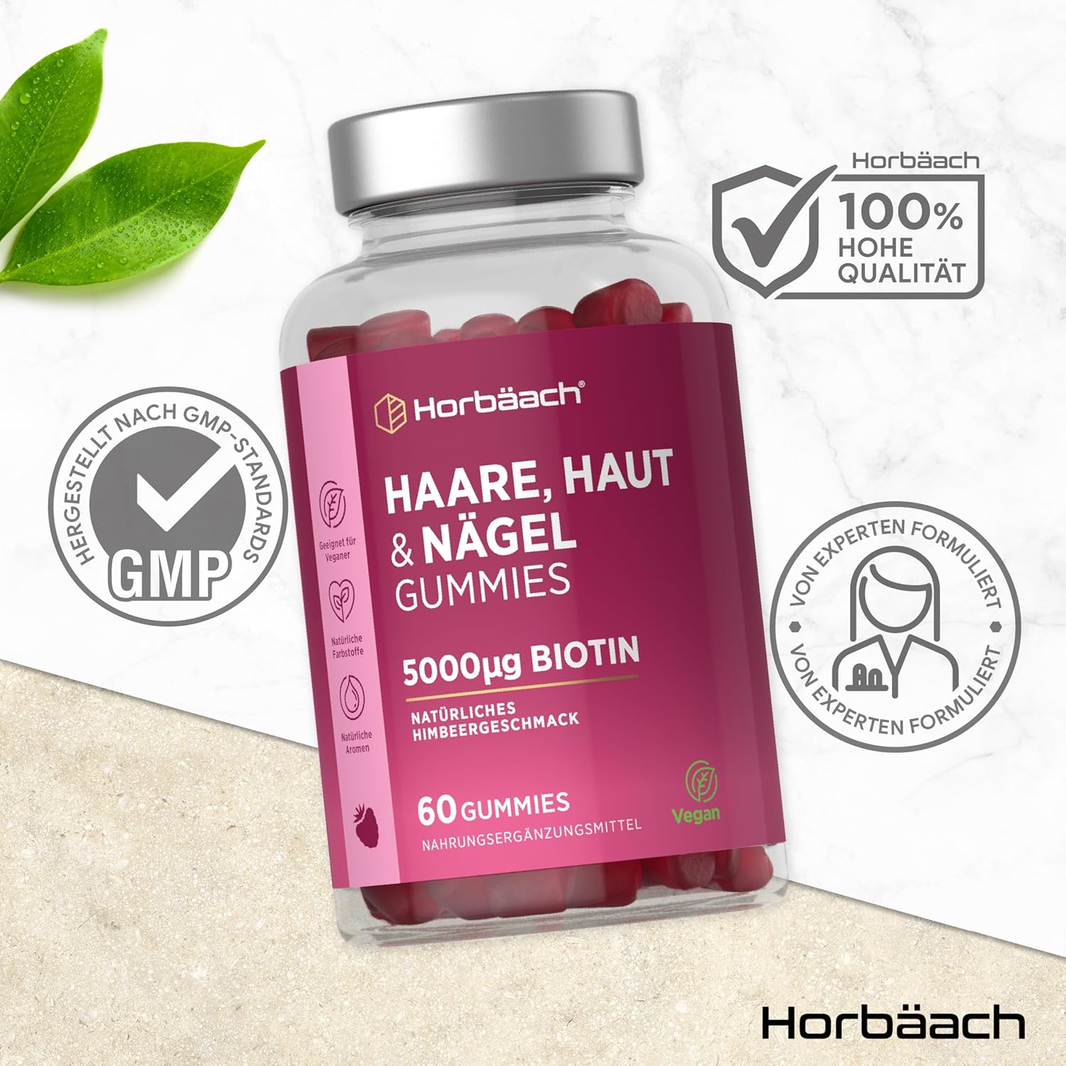 Horbaach | Haut Haare Nägel Gummies mit 5000μg Biotin - 60 Stück