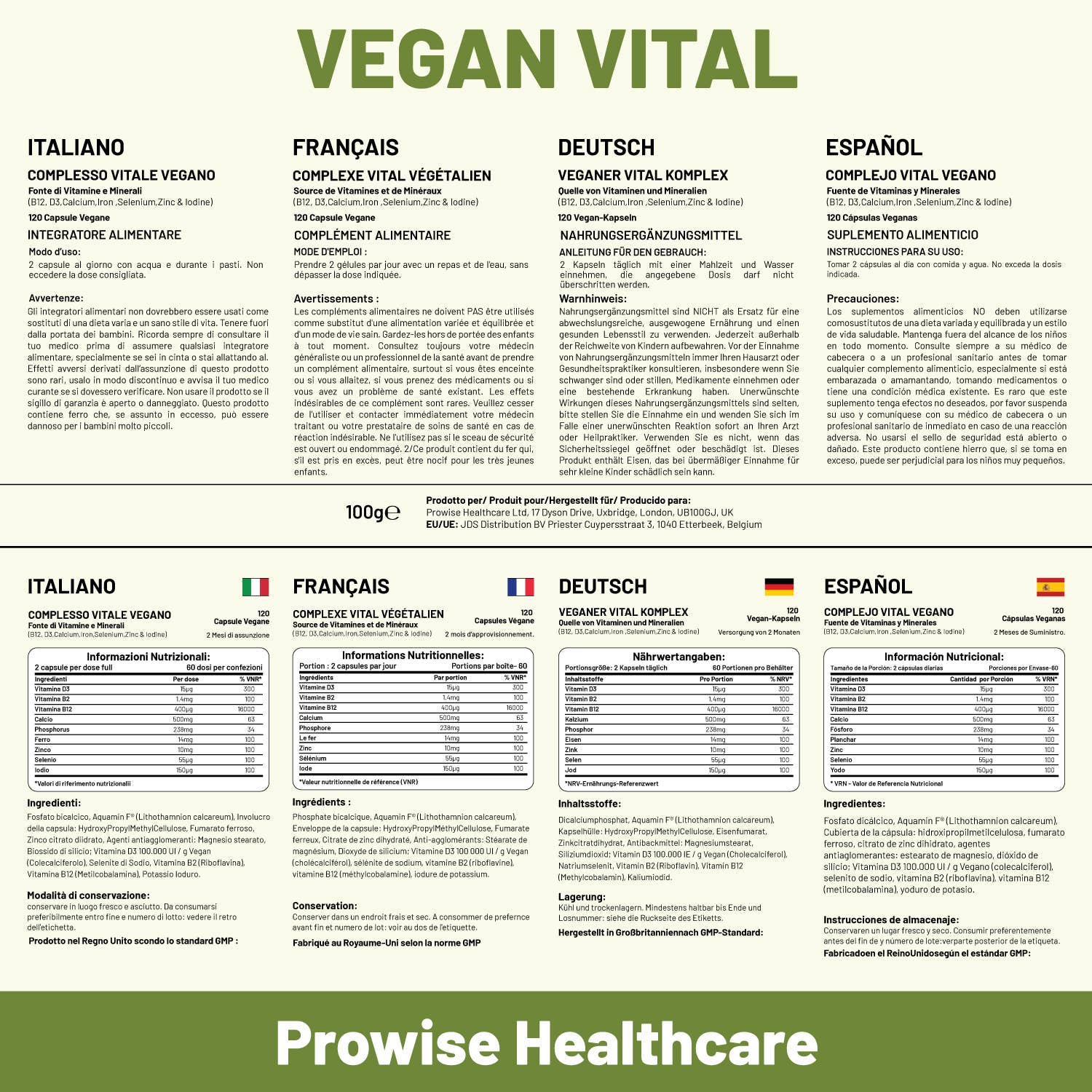 Prowise Healthcare | Vegan Vital Multivitamine - 120 Kapseln