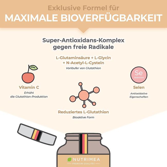 Nutrimea L-GLUTATHION reduziert zu 98% | mit Vorläufern + Vitamin C