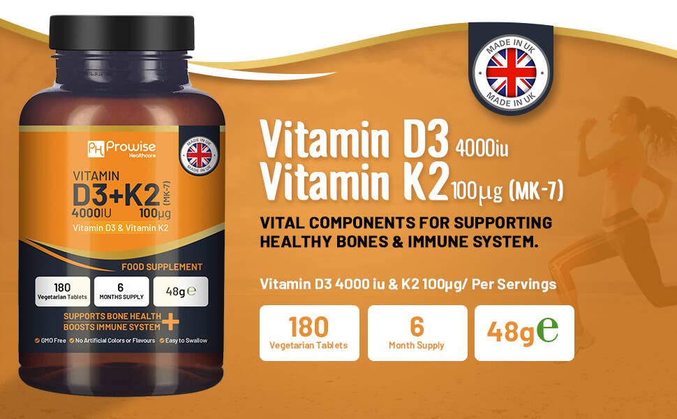 Prowise Healthcare | Vitamin D3 4000 IE & K2 MK7 100 µg - 180 Vegetarische Tabletten