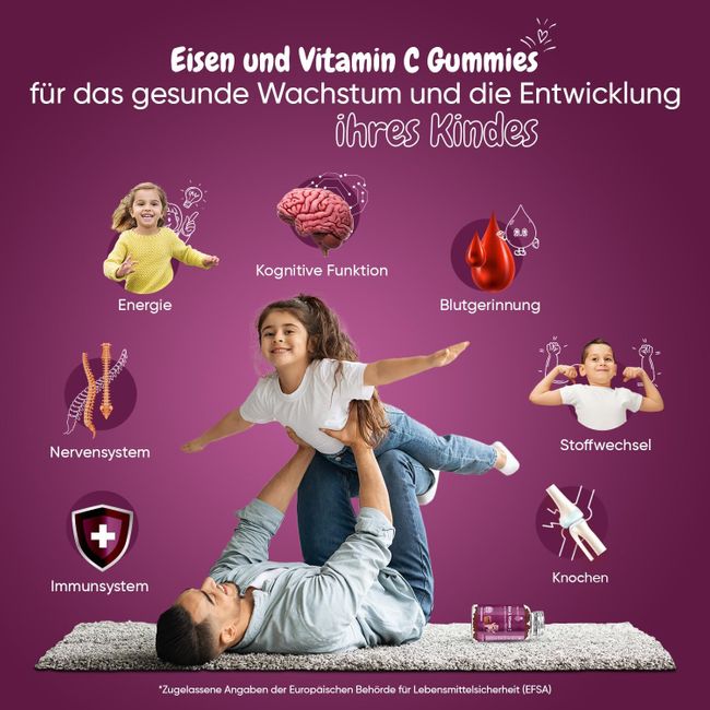 maxmedix | Eisen & Vitamin C Gummibärchen für Kinder - 120 Stück