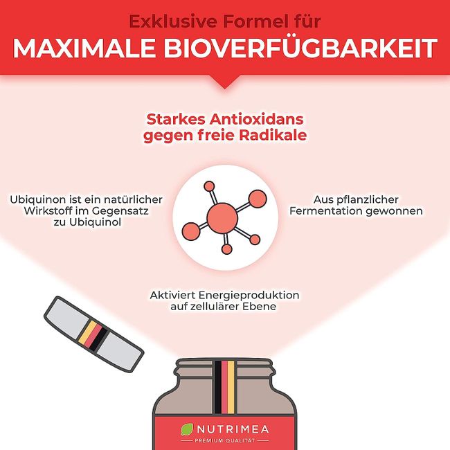 PREMIUM COENZYM Q10 Hochdosiert | 120 Vegane Kapseln für 2 Monatskur | 200 mg Tagesdosis Natürliches Q10 pflanzlicher Fermentation Ubiquinon statt Ubiquinol