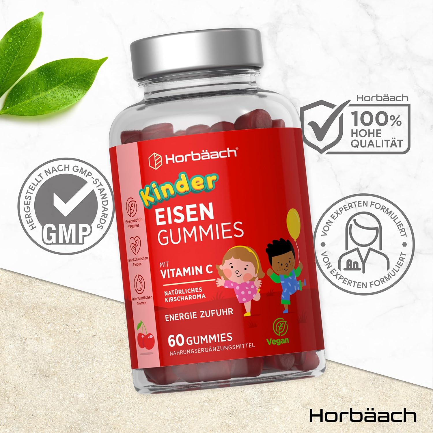 Horbaach | Eisen Vitamin C Gummibärchen für Kinder  - 60 Stück