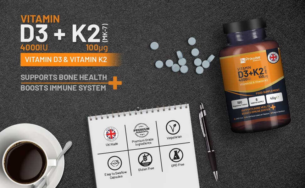 Prowise Healthcare | Vitamin D3 4000 IE & K2 MK7 100 µg - 180 Vegetarische Tabletten