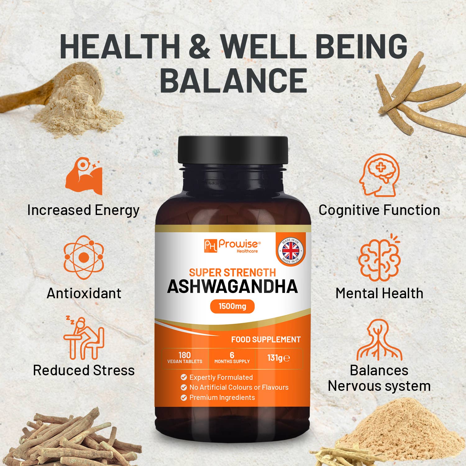 Prowise Healthcare | Ashwagandha 1500 mg - 180 vegane Tabletten
