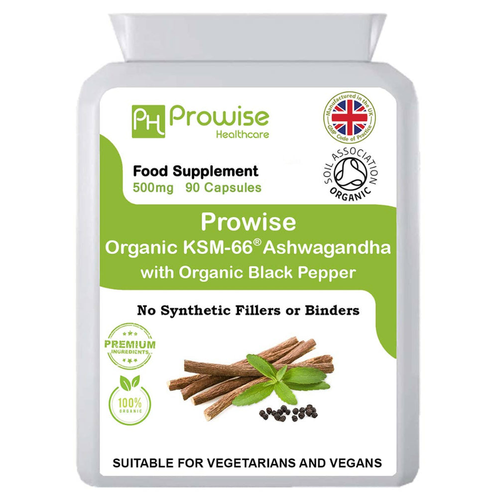Prowise Healthcare | KSM-66 Ashwagandha mit Bio-Schwarzem Pfeffer 500 mg - 90 Kapseln