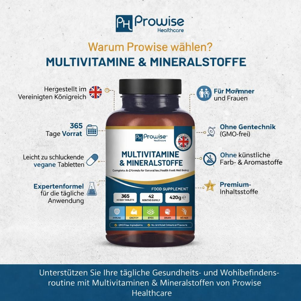 Prowise Healthcare | A-Z Multivitamine & Mineralien - 365 Vegane Tabletten