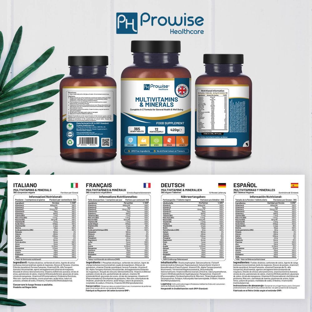 Prowise Healthcare | A-Z Multivitamine & Mineralien - 365 Vegane Tabletten