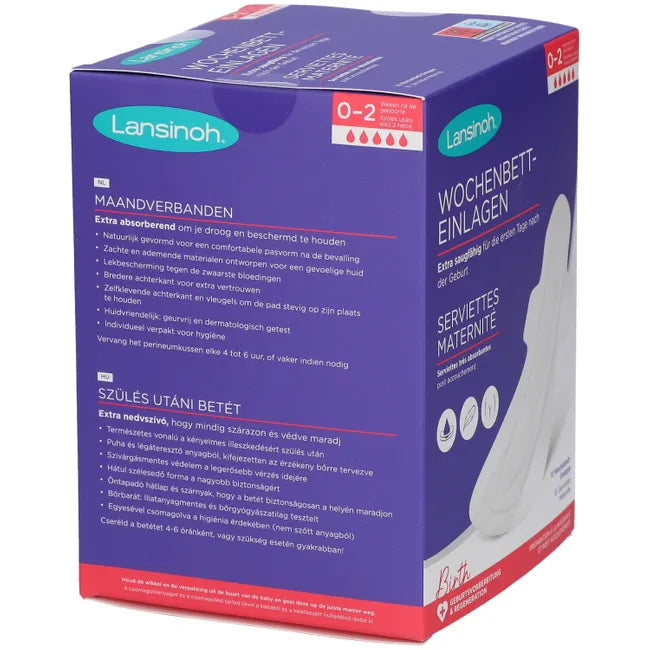 Lansinoh Wochenbett-Einlagen - 10 Stück - extra saugfähig & atmungsaktiv - für starken Wochenfluss & die ersten Tage nach der Geburt