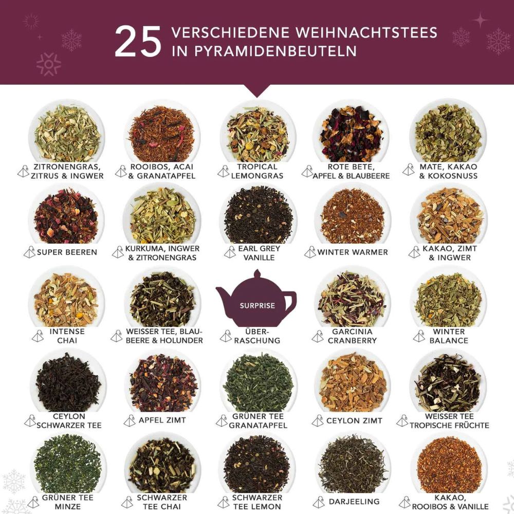 English Tea Shop | Adventskalender "Mosaik rot" - 25 BIO Pyramidenbeutel