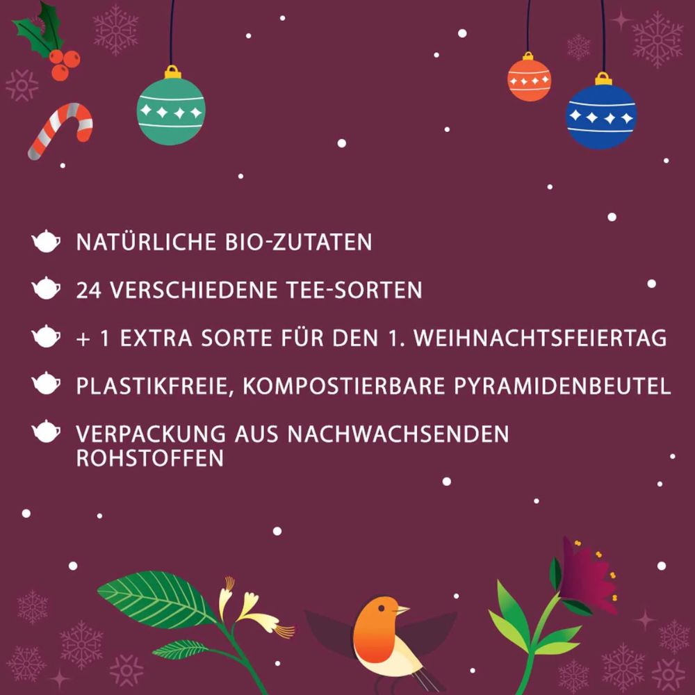 English Tea Shop | Adventskalender "Mosaik rot" - 25 BIO Pyramidenbeutel