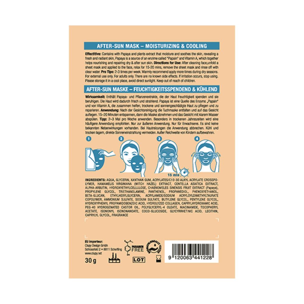 Clupy | After-Sun Maske für Erwachsene – 10 Stück Packung