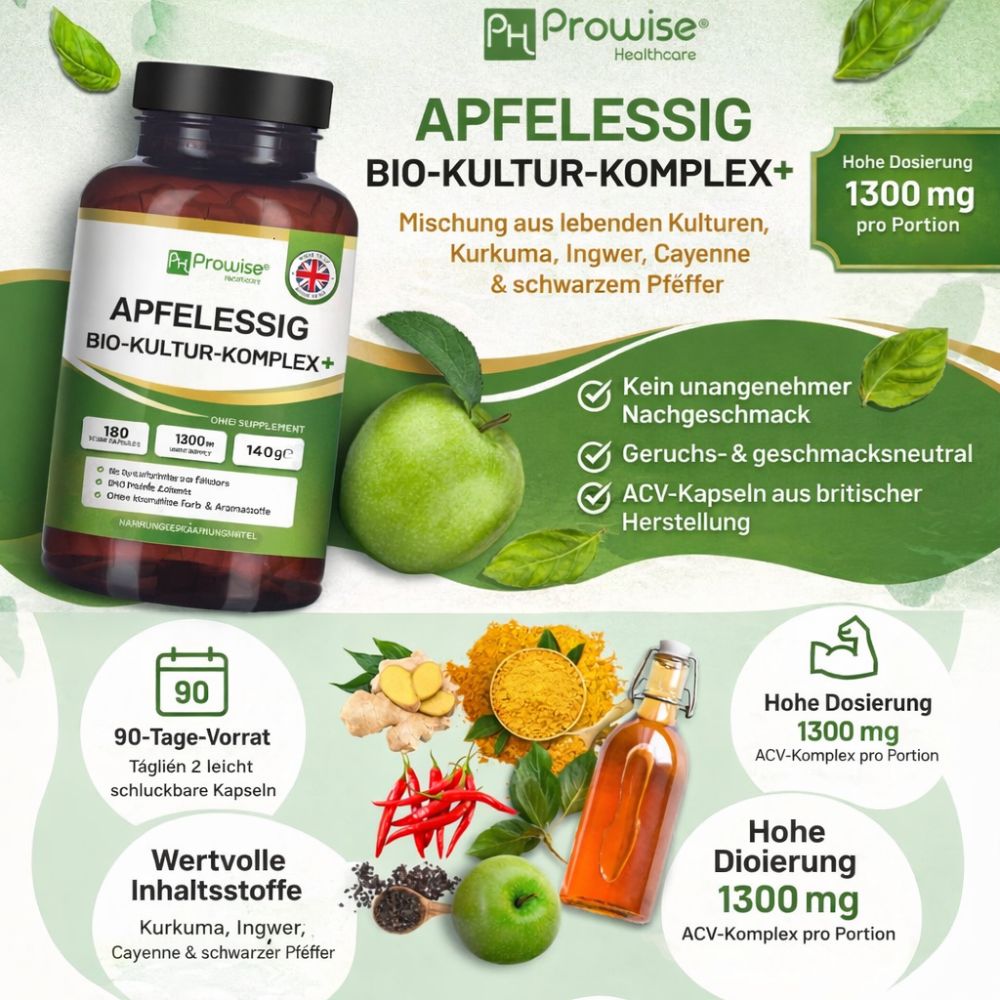 Prowise Healthcare | Apfelessig-Komplex 1300 mg - 180 Kapseln